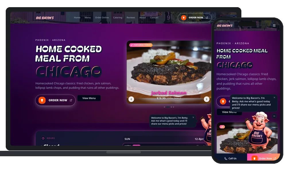Big Bacon's website by Phoenix AZ Ad Agency