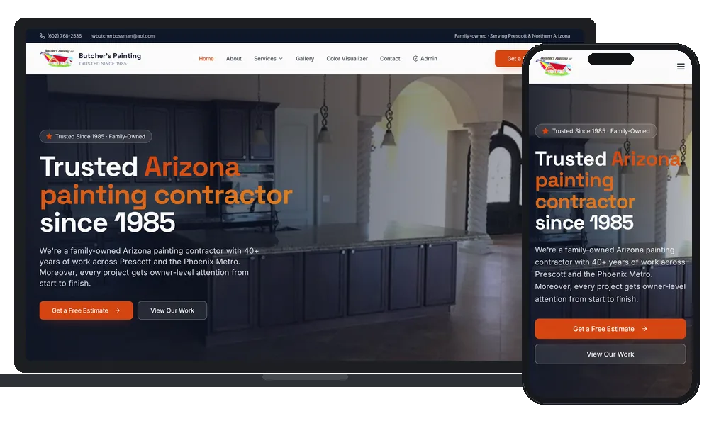Butcher's Painting (newest build) website by Phoenix AZ Ad Agency