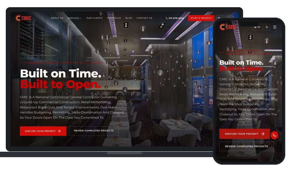 CMIC Construction website by Phoenix AZ Ad Agency