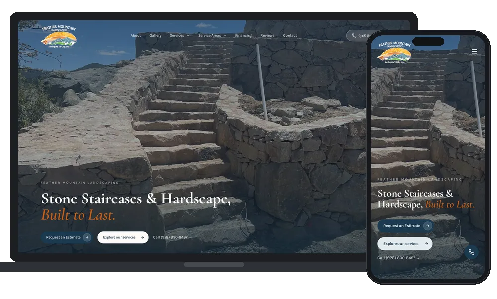 Feather Mountain Landscaping (newest build) website by Phoenix AZ Ad Agency