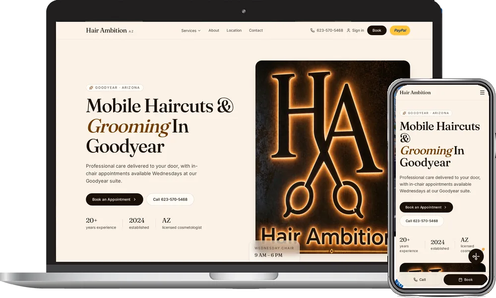 Hair Ambition website by Phoenix AZ Ad Agency