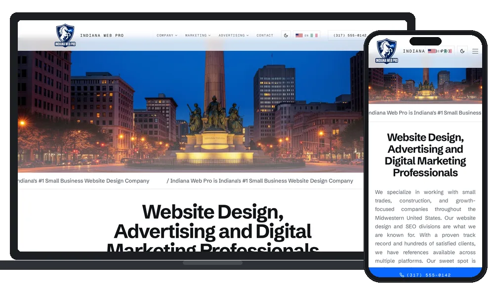 Indiana Web Pro website by Phoenix AZ Ad Agency