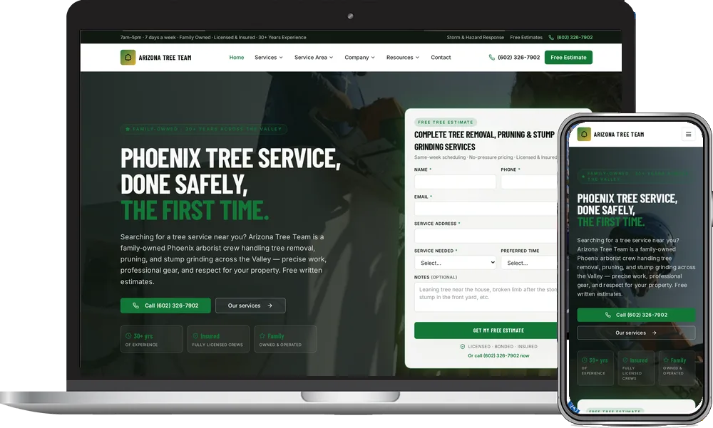 Tree Team website by Phoenix AZ Ad Agency